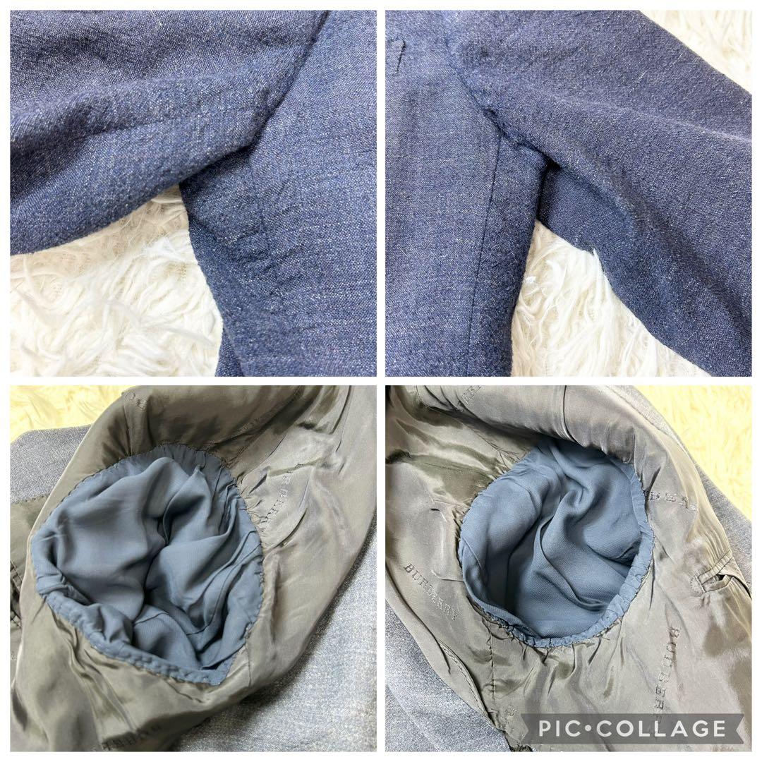 Burberry London テーラードジャケット 麻 リネン デニム風 M