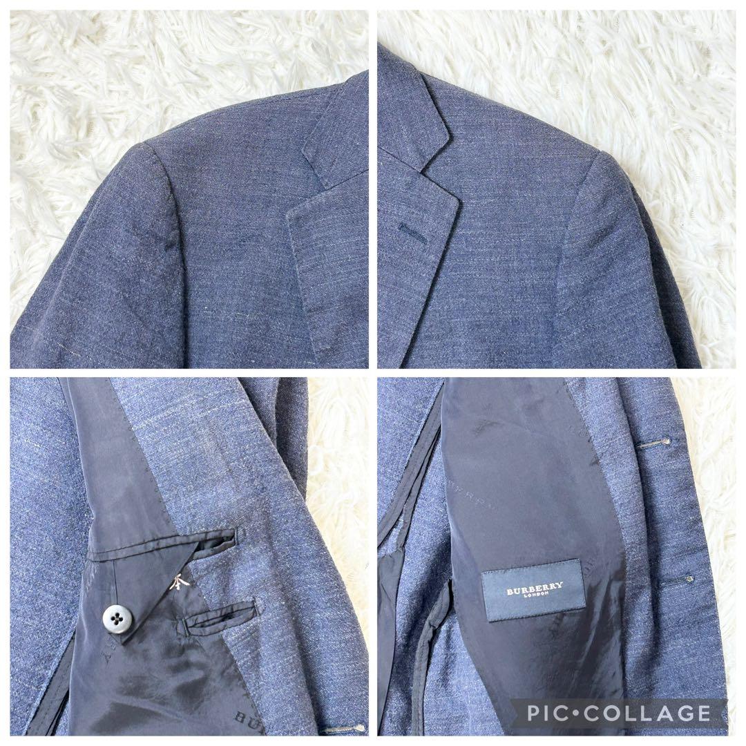 Burberry London テーラードジャケット 麻 リネン デニム風 M