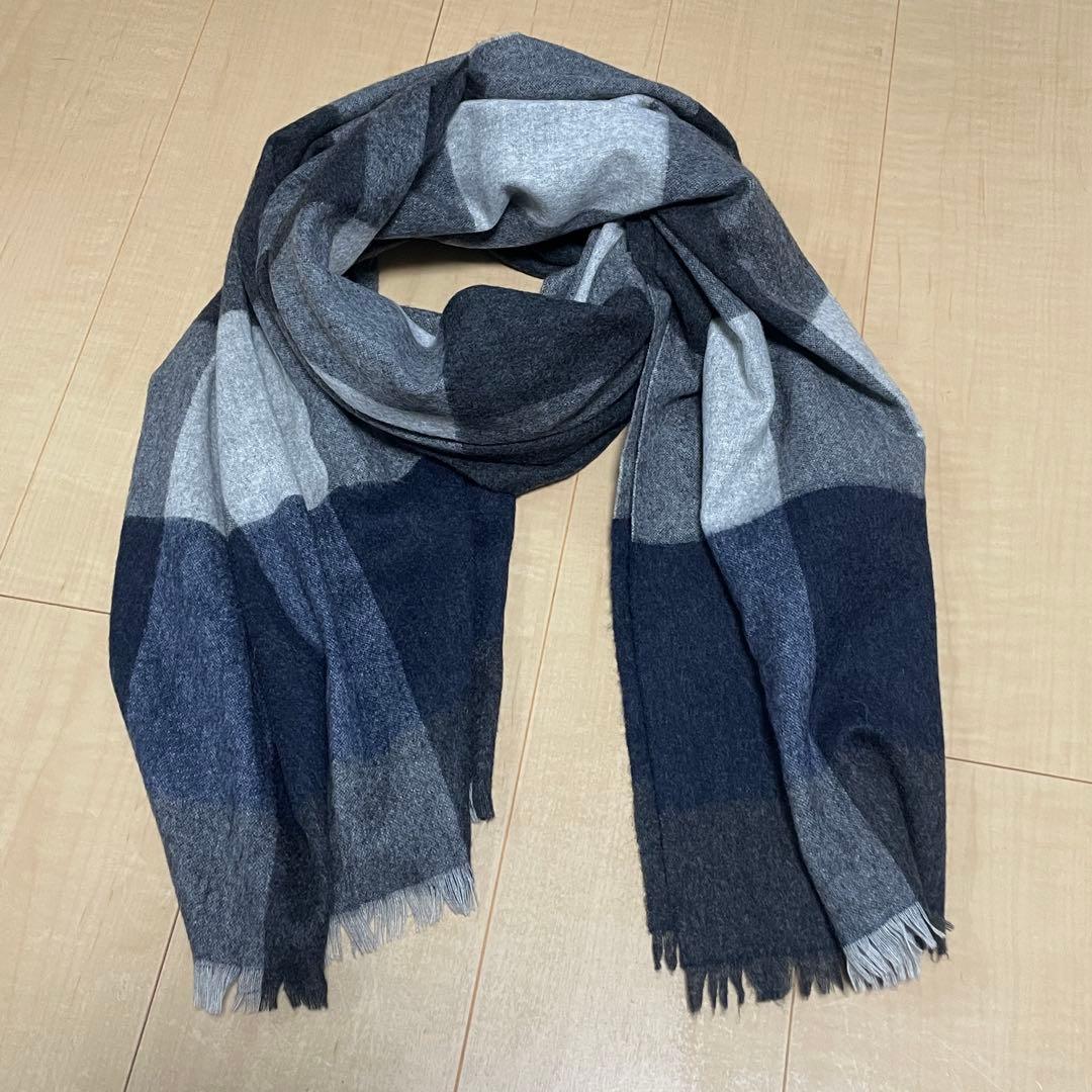 【上品・刺繍ロゴ】Chloe クロエ マルチカラー ストール グレー系　チェック