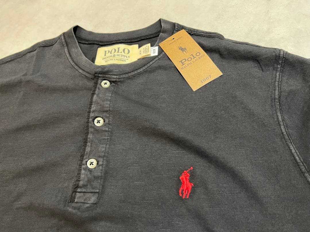 【NWT】 M 長袖 ヘンリーネック Tシャツ ラルフローレン