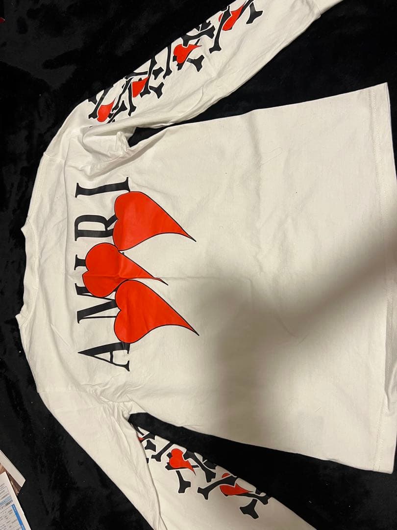 【美品】AMIRI ロンT ハートロゴ 袖ロゴ 長袖 カットソー ホワイト