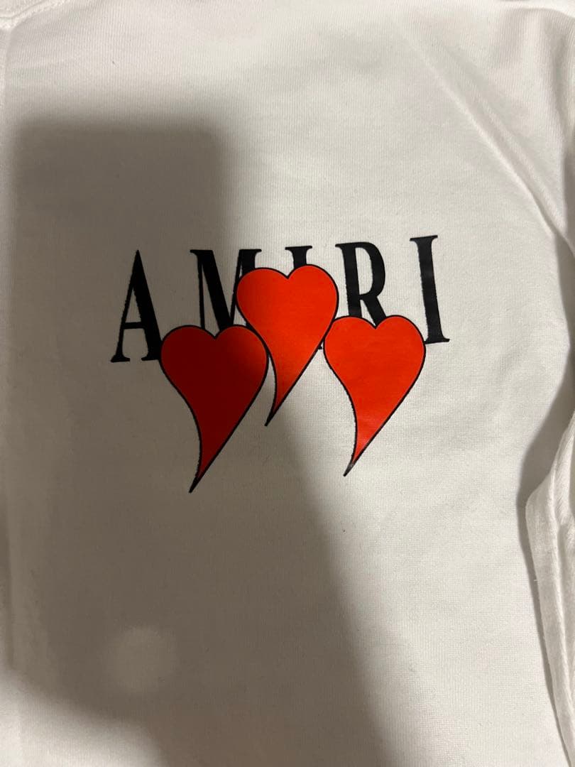 【美品】AMIRI ロンT ハートロゴ 袖ロゴ 長袖 カットソー ホワイト