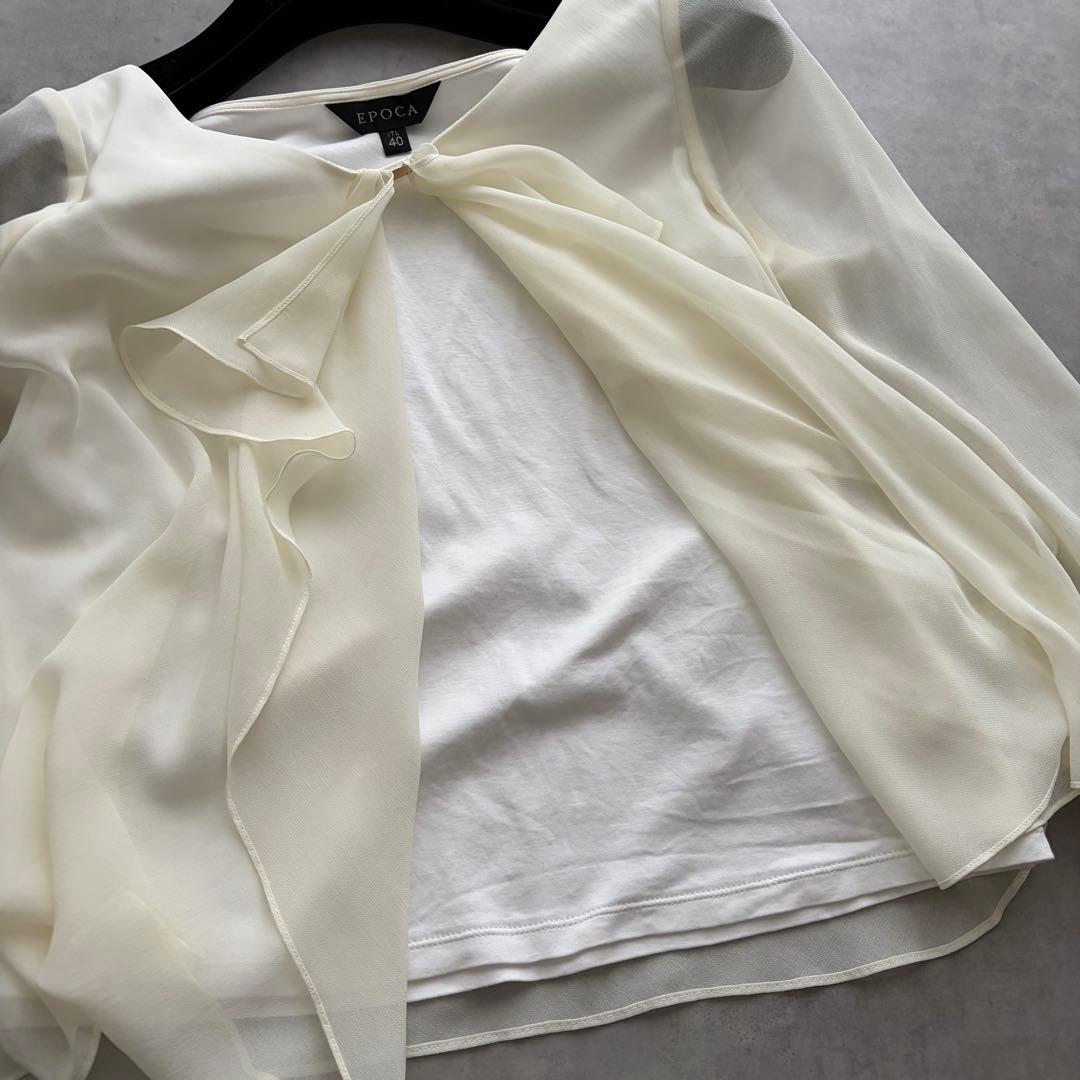 美品✨ EPOCA 上質ノーカラージャケット ブラウス セットM〜L ママコーデ