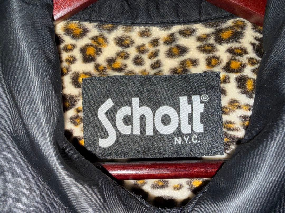 schott コーチジャケット L ショット ブラック レオパード