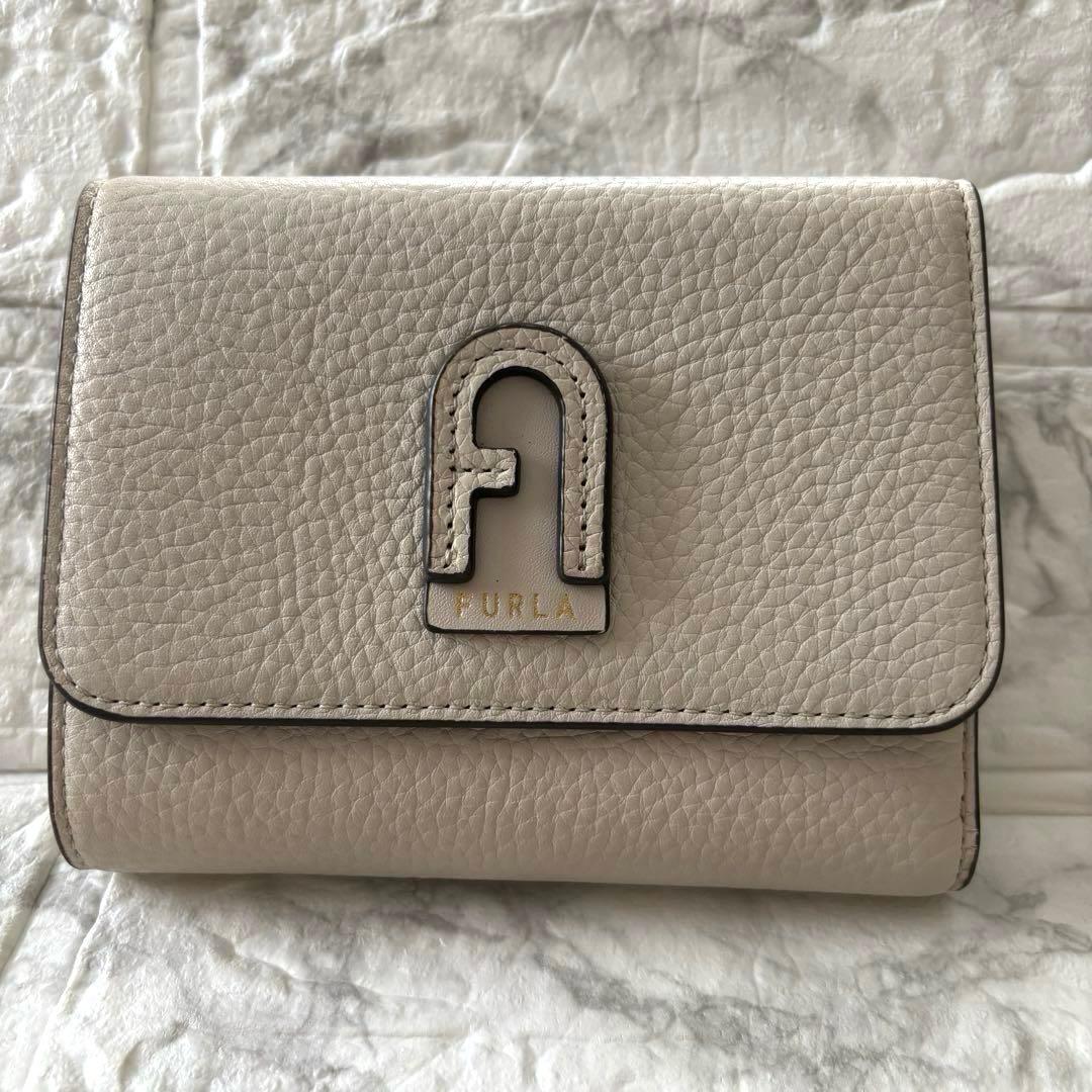 【極美品】FURLA フルラ 三つ折り財布 レザー ダフネ グレージュ