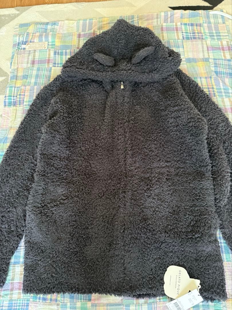 【新品未使用】ジェラートピケ黒猫❤︎耳付きもこもこパーカー⭐︎ハロウィン限定