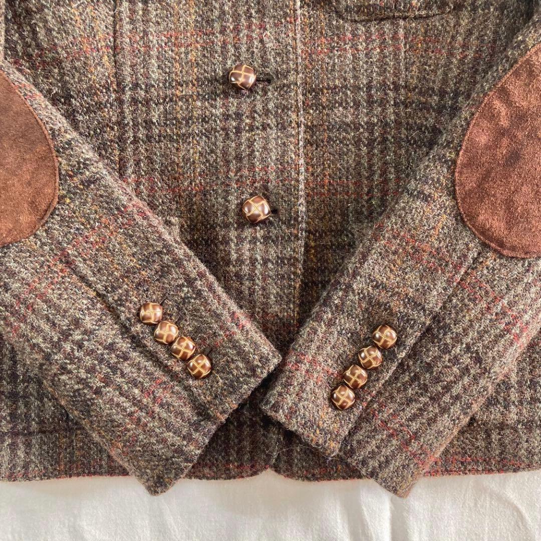 美品★fig london ハリスツイード チェックウールジャケット