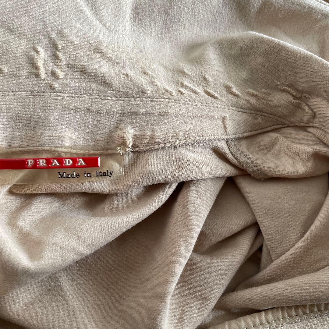 PRADA プラダ スポーツ フルジップ バックポケット ポロシャツ Sベージュ
